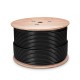 Cat6 Outdoor Direct Burial Cable, 1000ft (305m), UV Rated PVC and LDPE Double Jackets, 23AWG, 550MHz, Shielded (F/UTP), Bulk Ethernet Cable, Black Solid Bare Copper 550MHz 1G