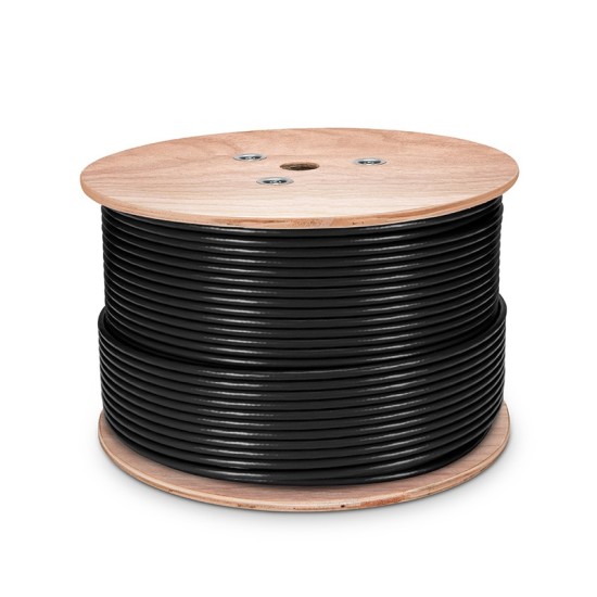 Cat6 Outdoor Direct Burial Cable, 1000ft (305m), UV Rated PVC and LDPE Double Jackets, 23AWG, 550MHz, Unshielded (UTP), Bulk Ethernet Cable, Black Solid Bare Copper 550MHz 1G