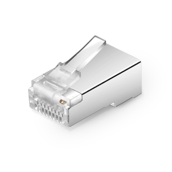 Cat5e RJ45 Standard Modular Plugs, Shielded (STP) Network Connectors for 24~26AWG Twisted Pair Solid or Stranded Cable (100/Pack) Solid or Standard 24-26AWG 8P8C Full Metal RJ45 Crimp Tool