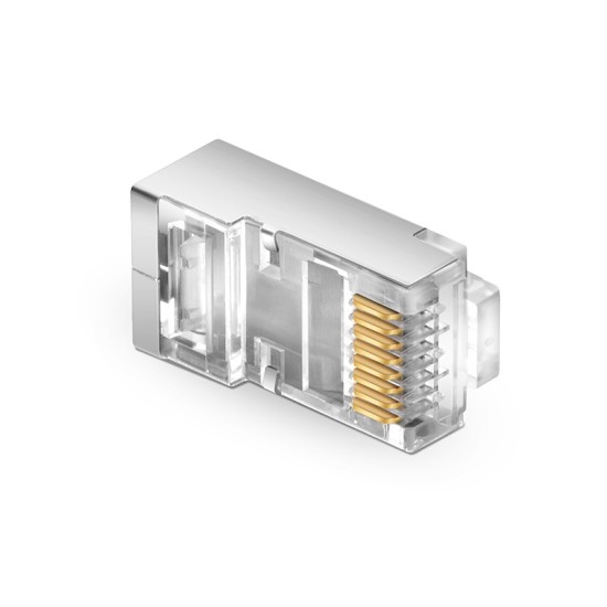 Cat5e RJ45 Standard Modular Plugs, Shielded (STP) Network Connectors for 24~26AWG Twisted Pair Solid or Stranded Cable (100/Pack) Solid or Standard 24-26AWG 8P8C Full Metal RJ45 Crimp Tool