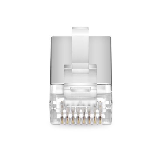 Cat5e RJ45 Standard Modular Plugs, Shielded (STP) Network Connectors for 24~26AWG Twisted Pair Solid or Stranded Cable (100/Pack) Solid or Standard 24-26AWG 8P8C Full Metal RJ45 Crimp Tool