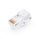 Cat5e RJ45 Pass Through Modular Plugs, Unshielded (UTP) Network Connectors for 24AWG Twisted Pair Solid or Stranded Cable (100/Pack) Solid or Standard 24AWG 8P8C Plastic Housing EZ Crimp