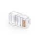 Cat5e RJ45 Pass Through Modular Plugs, Unshielded (UTP) Network Connectors for 24AWG Twisted Pair Solid or Stranded Cable (100/Pack) Solid or Standard 24AWG 8P8C Plastic Housing EZ Crimp