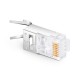 Cat5e RJ45 Pass Through Modular Plugs, Shielded (FTP) Network Connectors for 24AWG Twisted Pair Solid or Stranded Cable (100/Pack) Solid or Standard 24AWG 8P8C Full Metal Grounding Clip EZ Crimp