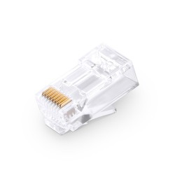 Cat6 RJ45 Pass Through Modular Plugs, Unshielded (UTP) Network Connectors for 24AWG Twisted Pair Solid or Stranded Cable (100/Pack) Solid or Standard 24AWG 8P8C Plastic Housing EZ Crimp