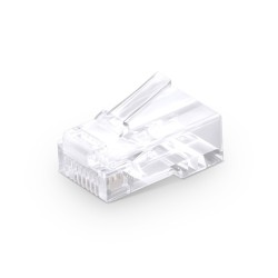 Cat6 RJ45 Pass Through Modular Plugs, Unshielded (UTP) Network Connectors for 24AWG Twisted Pair Solid or Stranded Cable (100/Pack) Solid or Standard 24AWG 8P8C Plastic Housing EZ Crimp