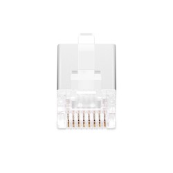 Cat6 RJ45 Pass Through Modular Plugs, Shielded (STP) Network Connectors for 24AWG Twisted Pair Solid or Stranded Cable (100/Pack) Solid or Standard 24AWG 8P8C Full Metal EZ Crimp