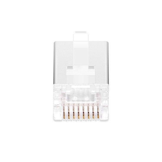 Cat6 RJ45 Pass Through Modular Plugs, Shielded (STP) Network Connectors for 24AWG Twisted Pair Solid or Stranded Cable (100/Pack) Solid or Standard 24AWG 8P8C Full Metal EZ Crimp