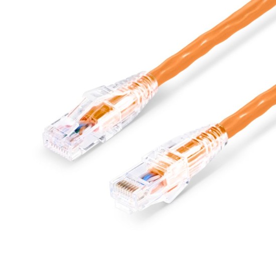 1ft (0.3m) Cat5e Snagless Unshielded (UTP) PVC CM Ethernet Patch Cable, Orange Pure Bare Copper PoE++ 250MHz