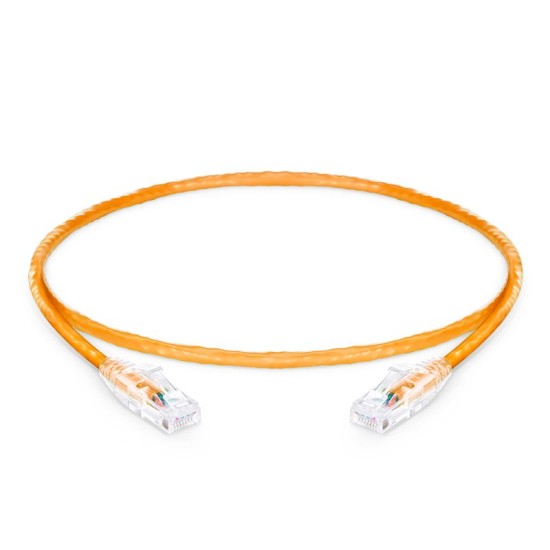 1ft (0.3m) Cat5e Snagless Unshielded (UTP) PVC CM Ethernet Patch Cable, Orange Pure Bare Copper PoE++ 250MHz