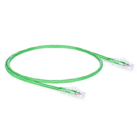 1ft (0.3m) Cat5e Snagless Unshielded (UTP) PVC CM Ethernet Patch Cable, Green Pure Bare Copper PoE++ 250MHz