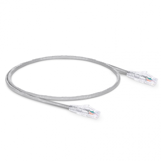 1ft (0.3m) Cat5e Snagless Unshielded (UTP) PVC CM Ethernet Patch Cable, Gray Pure Bare Copper PoE++ 250MHz