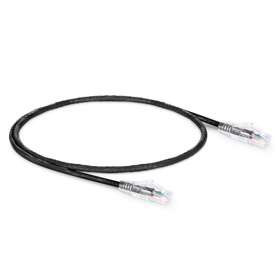 1ft (0.3m) Cat5e Snagless Unshielded (UTP) PVC CM Ethernet Patch Cable, Black Pure Bare Copper PoE++ 250MHz