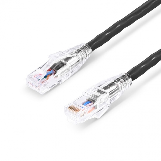 1ft (0.3m) Cat5e Snagless Unshielded (UTP) PVC CM Ethernet Patch Cable, Black Pure Bare Copper PoE++ 250MHz