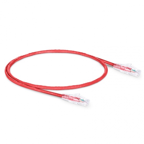 1ft (0.3m) Cat5e Snagless Unshielded (UTP) PVC CM Ethernet Patch Cable, Red Pure Bare Copper PoE++ 250MHz