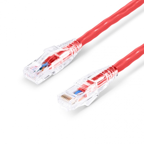 1ft (0.3m) Cat5e Snagless Unshielded (UTP) PVC CM Ethernet Patch Cable, Red Pure Bare Copper PoE++ 250MHz