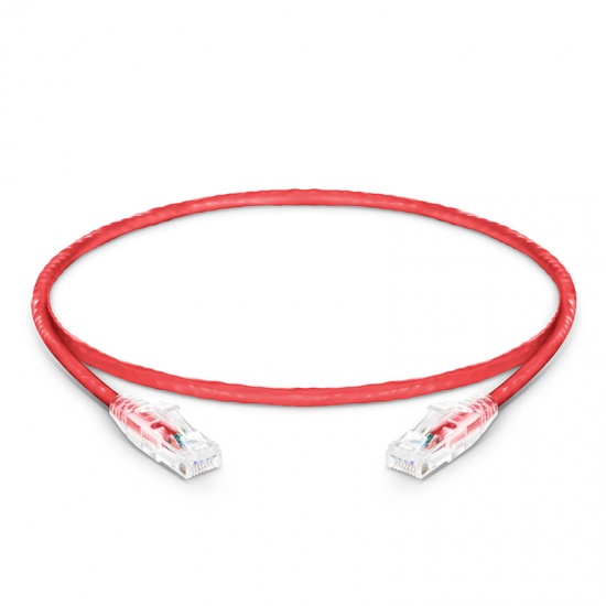 1ft (0.3m) Cat5e Snagless Unshielded (UTP) PVC CM Ethernet Patch Cable, Red Pure Bare Copper PoE++ 250MHz