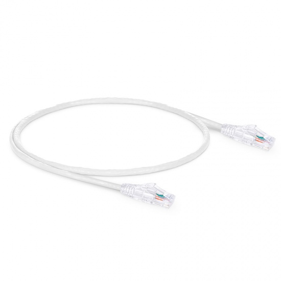 1ft (0.3m) Cat5e Snagless Unshielded (UTP) PVC CM Ethernet Patch Cable, White Pure Bare Copper PoE++ 250MHz