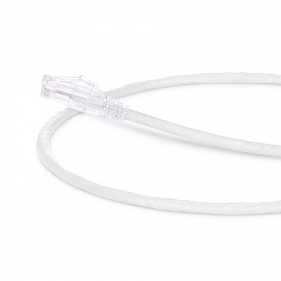 1ft (0.3m) Cat5e Snagless Unshielded (UTP) PVC CM Ethernet Patch Cable, White Pure Bare Copper PoE++ 250MHz