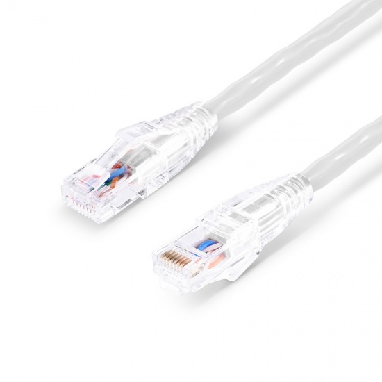 1ft (0.3m) Cat5e Snagless Unshielded (UTP) PVC CM Ethernet Patch Cable, White Pure Bare Copper PoE++ 250MHz