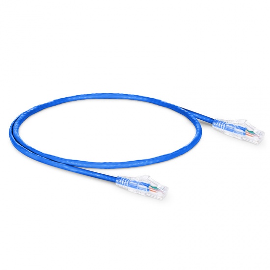 1ft (0.3m) Cat5e Snagless Unshielded (UTP) PVC CM Ethernet Patch Cable, Blue Pure Bare Copper PoE++ 250MHz