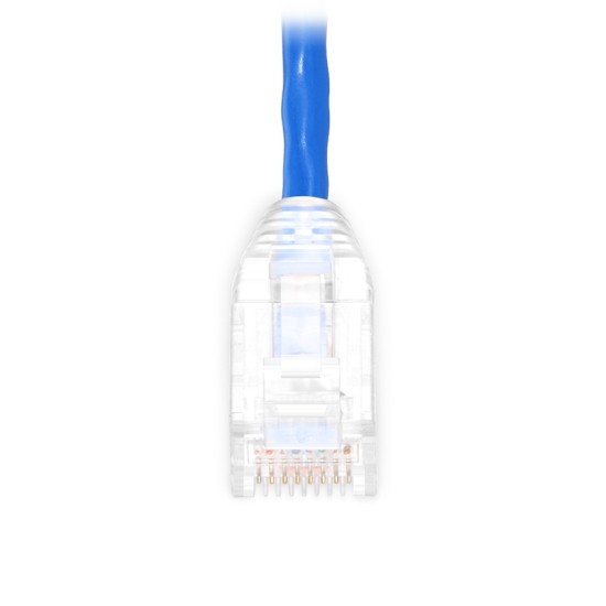 1ft (0.3m) Cat6 Snagless Unshielded (UTP) PVC CM Slim Ethernet Network Patch Cable, Blue Pure Bare Copper PoE++ 550MHz