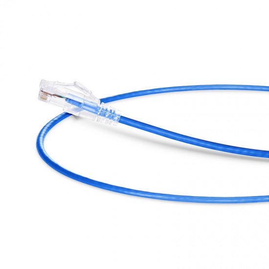 1ft (0.3m) Cat6 Snagless Unshielded (UTP) PVC CM Slim Ethernet Network Patch Cable, Blue Pure Bare Copper PoE++ 550MHz