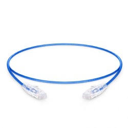 1ft (0.3m) Cat6 Snagless Unshielded (UTP) PVC CM Slim Ethernet Network Patch Cable, Blue Pure Bare Copper PoE++ 550MHz