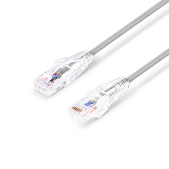 1ft (0.3m) Cat6 Snagless Unshielded (UTP) PVC CM Slim Ethernet Network Patch Cable, Gray Pure Bare Copper PoE++ 550MHz