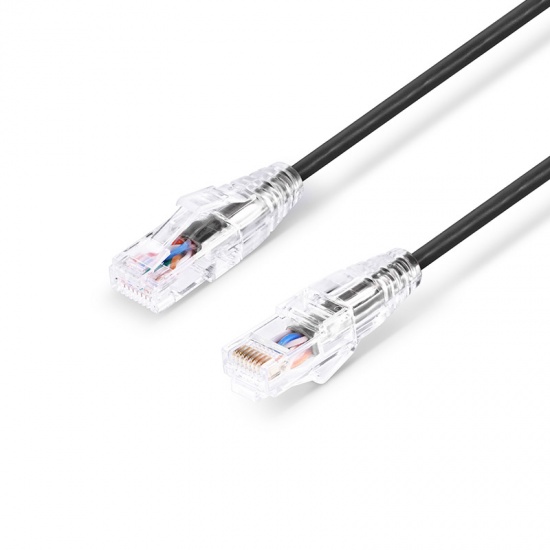 1ft (0.3m) Cat6 Snagless Unshielded (UTP) PVC CM Slim Ethernet Network Patch Cable, Black Pure Bare Copper PoE++ 550MHz