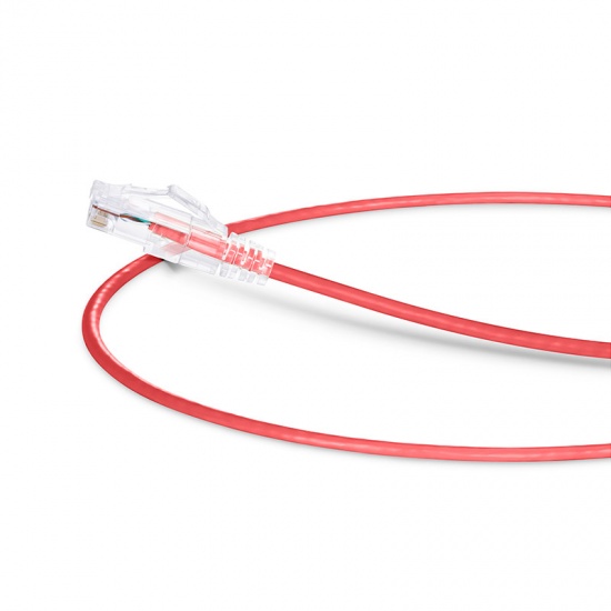 1ft (0.3m) Cat6 Snagless Unshielded (UTP) PVC CM Slim Ethernet Network Patch Cable, Red Pure Bare Copper PoE++ 550MHz