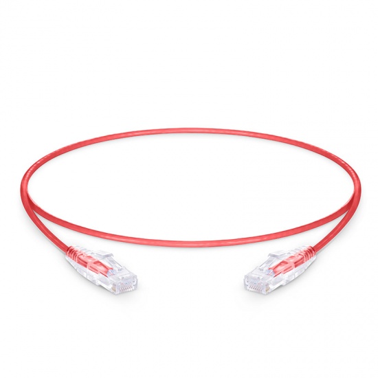 1ft (0.3m) Cat6 Snagless Unshielded (UTP) PVC CM Slim Ethernet Network Patch Cable, Red Pure Bare Copper PoE++ 550MHz