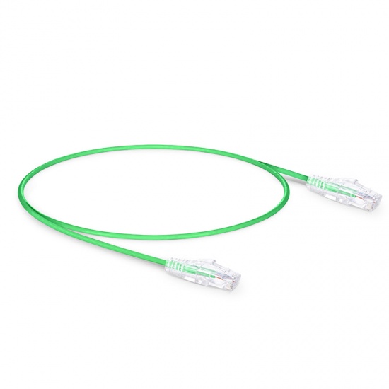 1ft (0.3m) Cat6 Snagless Unshielded (UTP) PVC CM Slim Ethernet Network Patch Cable, Green Pure Bare Copper PoE++ 550MHz