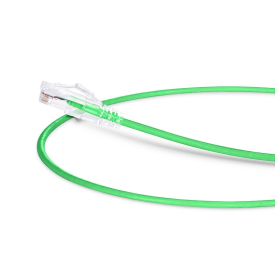 1ft (0.3m) Cat6 Snagless Unshielded (UTP) PVC CM Slim Ethernet Network Patch Cable, Green Pure Bare Copper PoE++ 550MHz