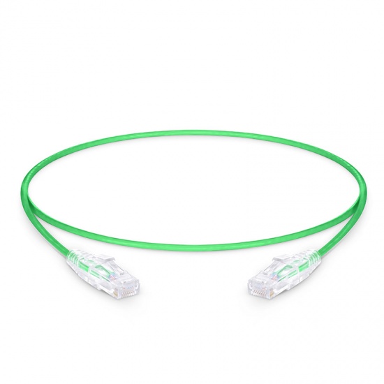 1ft (0.3m) Cat6 Snagless Unshielded (UTP) PVC CM Slim Ethernet Network Patch Cable, Green Pure Bare Copper PoE++ 550MHz