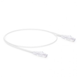 1ft (0.3m) Cat6 Snagless Unshielded (UTP) PVC CM Slim Ethernet Network Patch Cable, White Pure Bare Copper PoE++ 550MHz