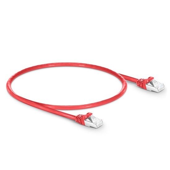 1ft (0.3m) Cat6a Snagless Shielded (SFTP) PVC CM Ethernet Network Patch Cable, Red Pure Bare Copper PoE++ 550MHz