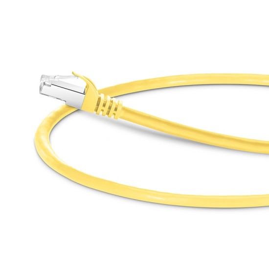 1ft (0.3m) Cat6a Snagless Shielded (SFTP) PVC CM Ethernet Network Patch Cable, Yellow Pure Bare Copper PoE++ 550MHz