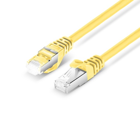 1ft (0.3m) Cat6a Snagless Shielded (SFTP) PVC CM Ethernet Network Patch Cable, Yellow Pure Bare Copper PoE++ 550MHz