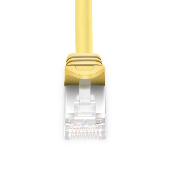 1ft (0.3m) Cat6a Snagless Shielded (SFTP) PVC CM Ethernet Network Patch Cable, Yellow Pure Bare Copper PoE++ 550MHz