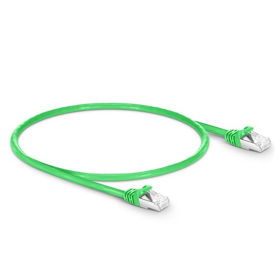 1ft (0.3m) Cat6a Snagless Shielded (SFTP) PVC CM Ethernet Network Patch Cable, Green Pure Bare Copper PoE++ 550MHz