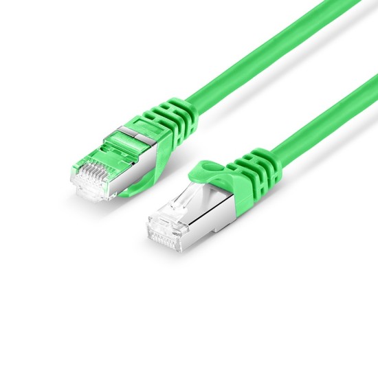 1ft (0.3m) Cat6a Snagless Shielded (SFTP) PVC CM Ethernet Network Patch Cable, Green Pure Bare Copper PoE++ 550MHz