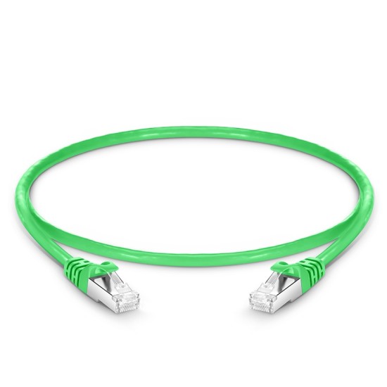 1ft (0.3m) Cat6a Snagless Shielded (SFTP) PVC CM Ethernet Network Patch Cable, Green Pure Bare Copper PoE++ 550MHz