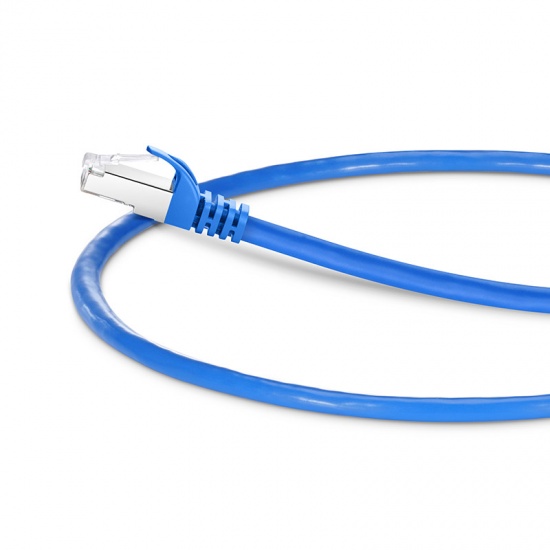 1ft (0.3m) Cat6a Snagless Shielded (SFTP) PVC CM Ethernet Network Patch Cable, Blue Pure Bare Copper PoE++ 550MHz