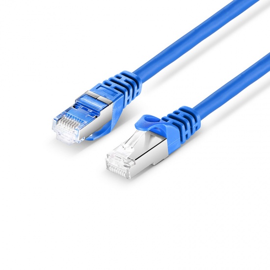 1ft (0.3m) Cat6a Snagless Shielded (SFTP) PVC CM Ethernet Network Patch Cable, Blue Pure Bare Copper PoE++ 550MHz