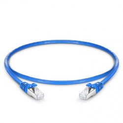 1ft (0.3m) Cat6a Snagless Shielded (SFTP) PVC CM Ethernet Network Patch Cable, Blue Pure Bare Copper PoE++ 550MHz