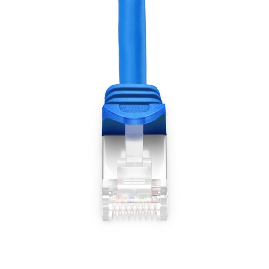 1ft (0.3m) Cat6a Snagless Shielded (SFTP) PVC CM Ethernet Network Patch Cable, Blue Pure Bare Copper PoE++ 550MHz