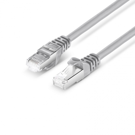 1ft (0.3m) Cat6a Snagless Shielded (SFTP) PVC CM Ethernet Network Patch Cable, Gray Pure Bare Copper PoE++ 550MHz