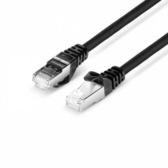 1ft (0.3m) Cat6a Snagless Shielded (SFTP) PVC CM Ethernet Network Patch Cable, Black Pure Bare Copper PoE++ 550MHz