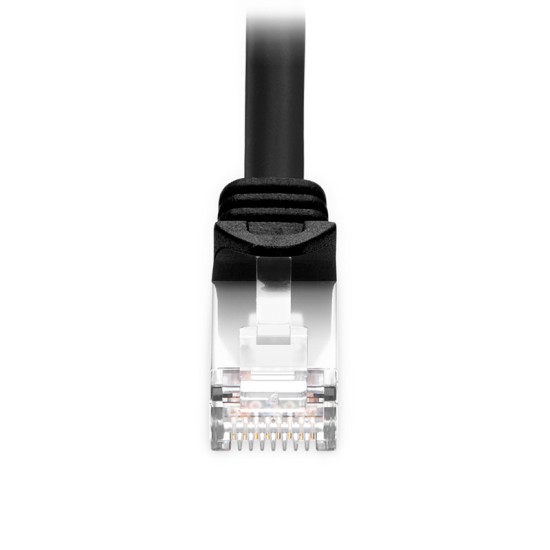 1ft (0.3m) Cat6a Snagless Shielded (SFTP) PVC CM Ethernet Network Patch Cable, Black Pure Bare Copper PoE++ 550MHz